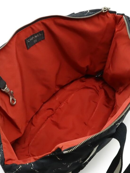 Chanel Travel Line Dog Carrier Pet Carry Tote Bag Cat Nylon Black Red - Picture 7 of 8